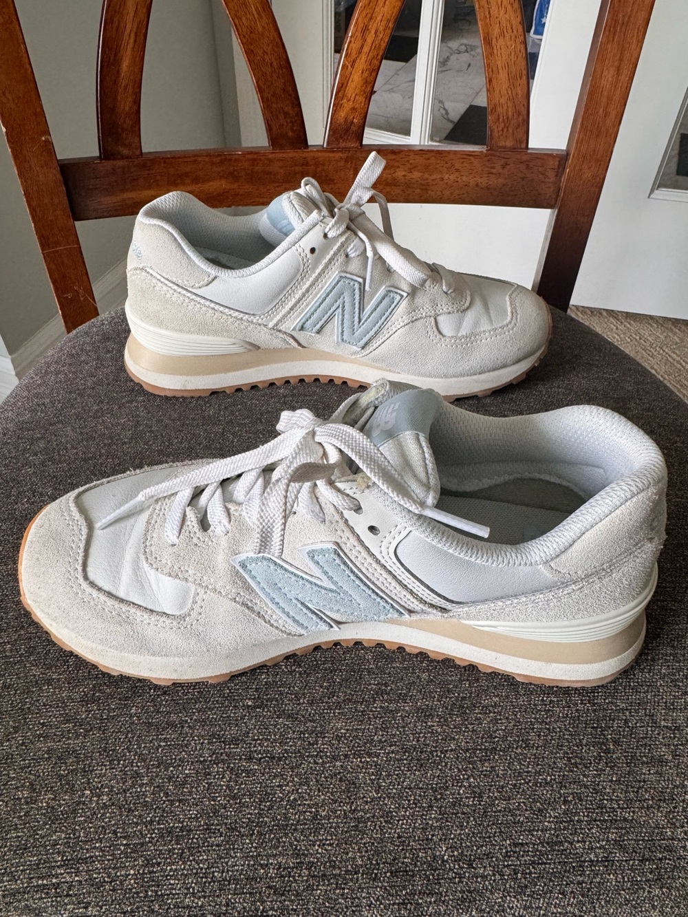New Balance 574 Sneaker 7 Reflection Light Blue Suede Comfort Athleisure Neutral - Picture 7 of 11